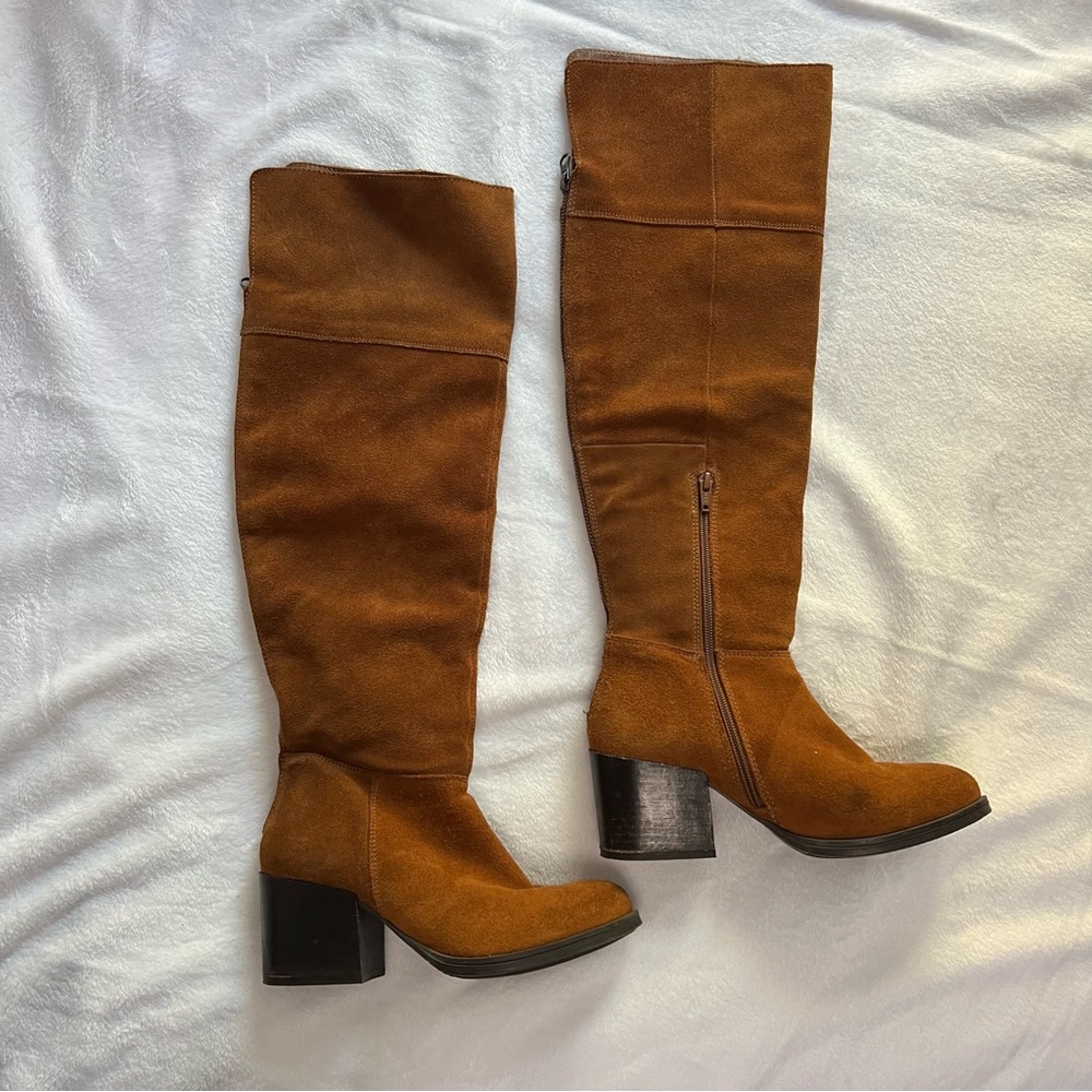 Tan Suede Knee High Boots